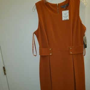 Sharagano pumpkin pleated dress with buttons